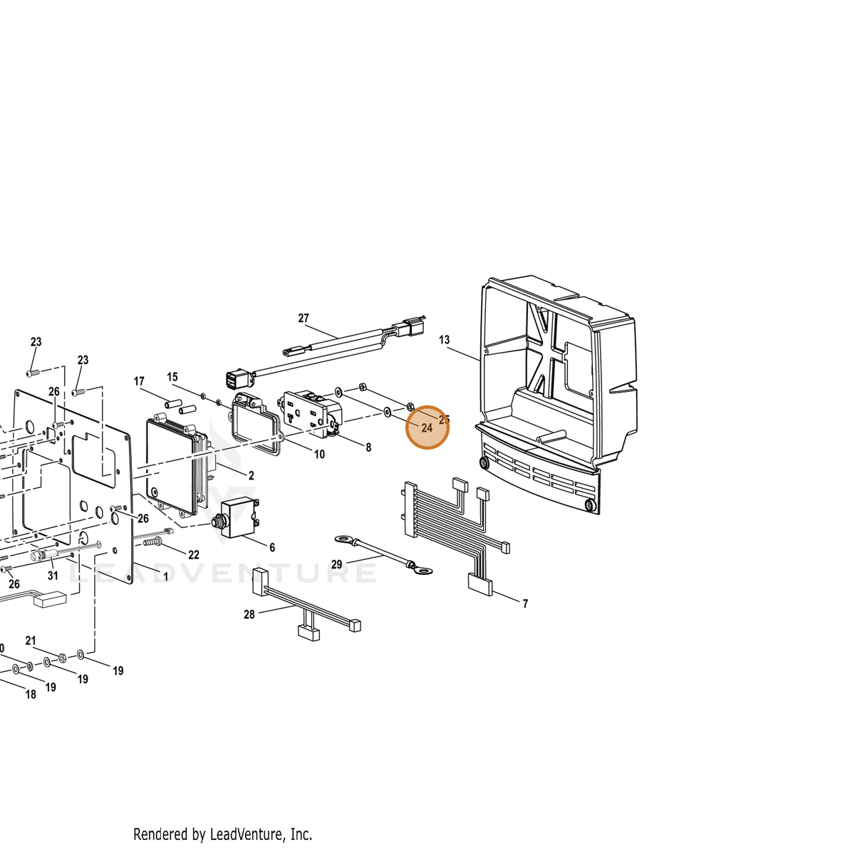 ECHO part YH451000100 — IPL diagram snippet (6x zoom, amber highlight)