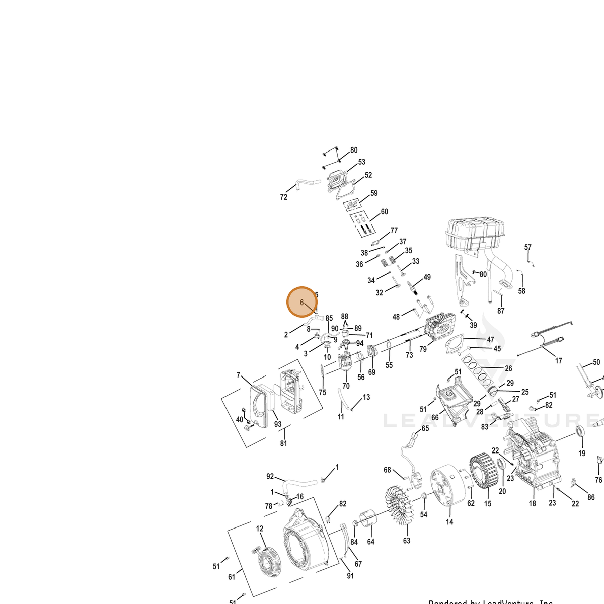 ECHO part YH451000130 — IPL diagram snippet (6x zoom, amber highlight)