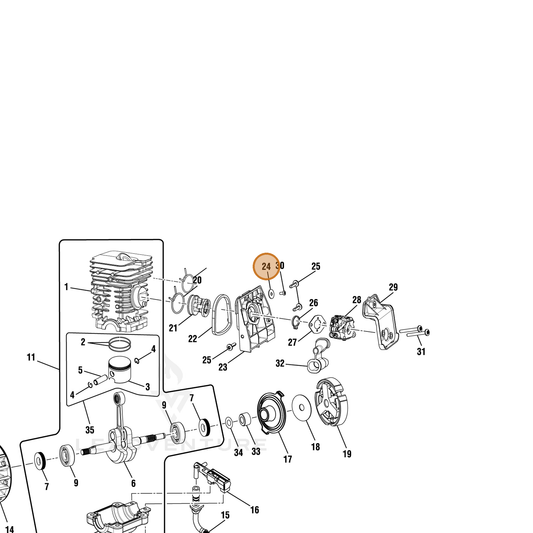 Echo part YH451000200 — IPL diagram snippet (6x zoom, amber highlight)