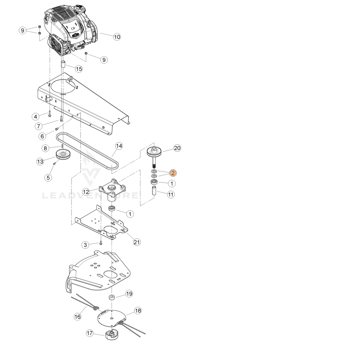 ECHO part YH451000390 — IPL diagram snippet (6x zoom, amber highlight)