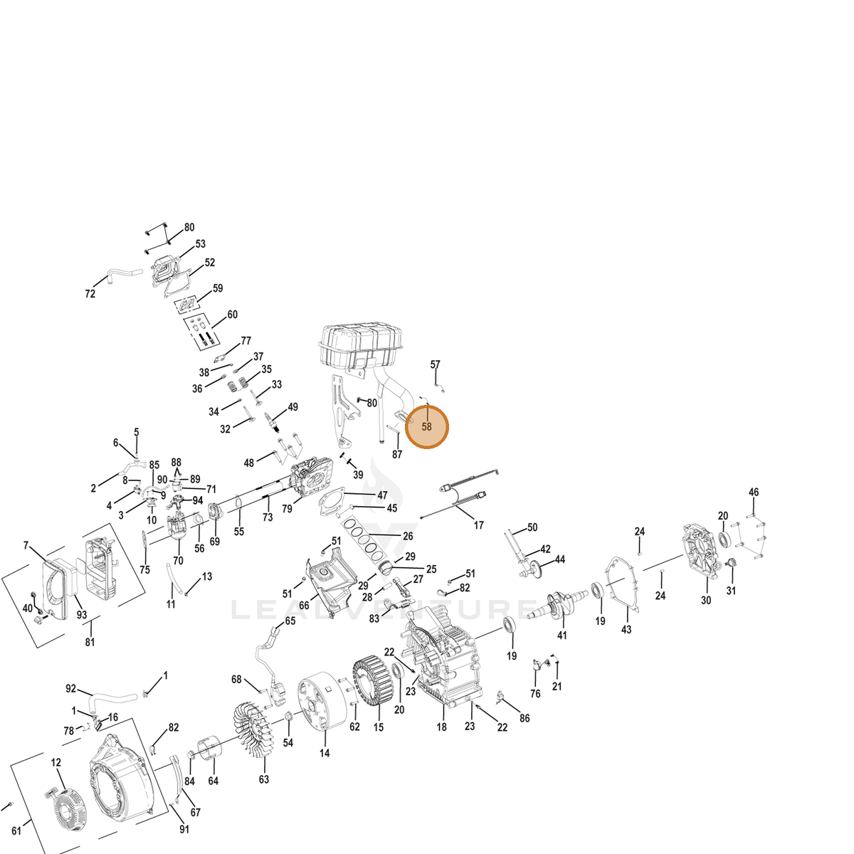 ECHO part YH451000410 — IPL diagram snippet (6x zoom, amber highlight)