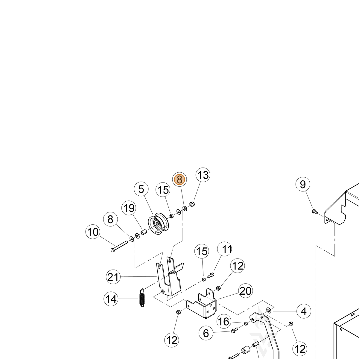 ECHO part YH451000440 — IPL diagram snippet (6x zoom, amber highlight)