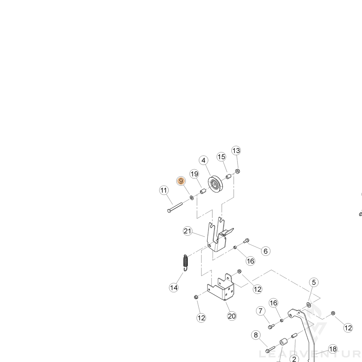 ECHO part YH451000460 — IPL diagram snippet (6x zoom, amber highlight)