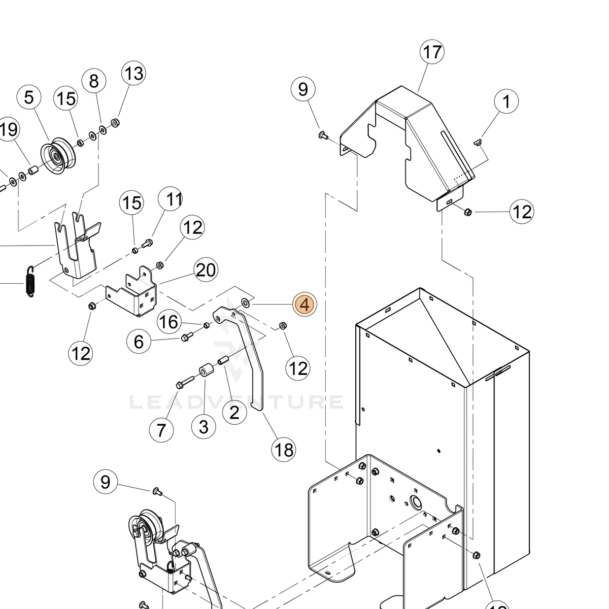 ECHO part YH451000480 — IPL diagram snippet (6x zoom, amber highlight)