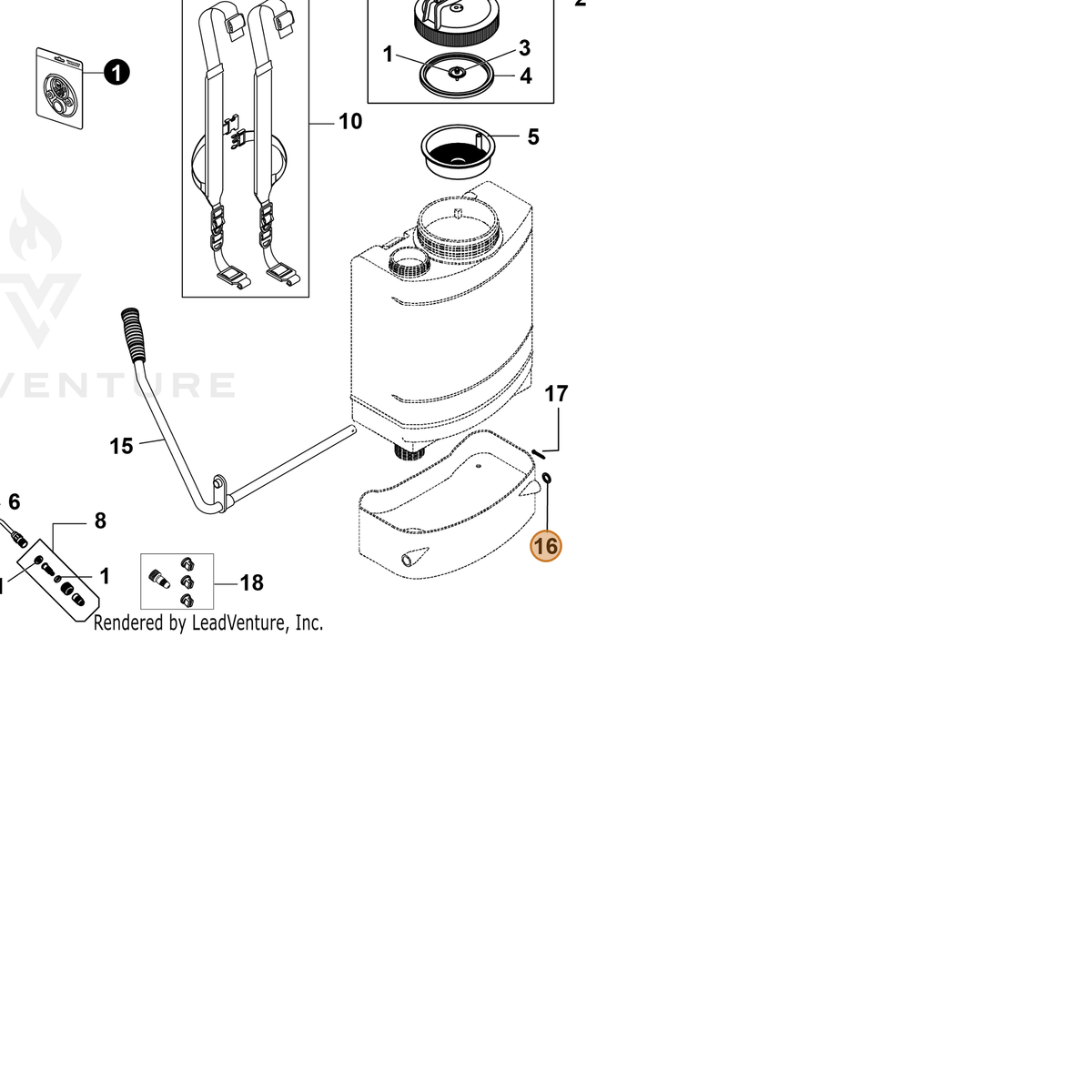 ECHO part YH451000510 — IPL diagram snippet (6x zoom, amber highlight)