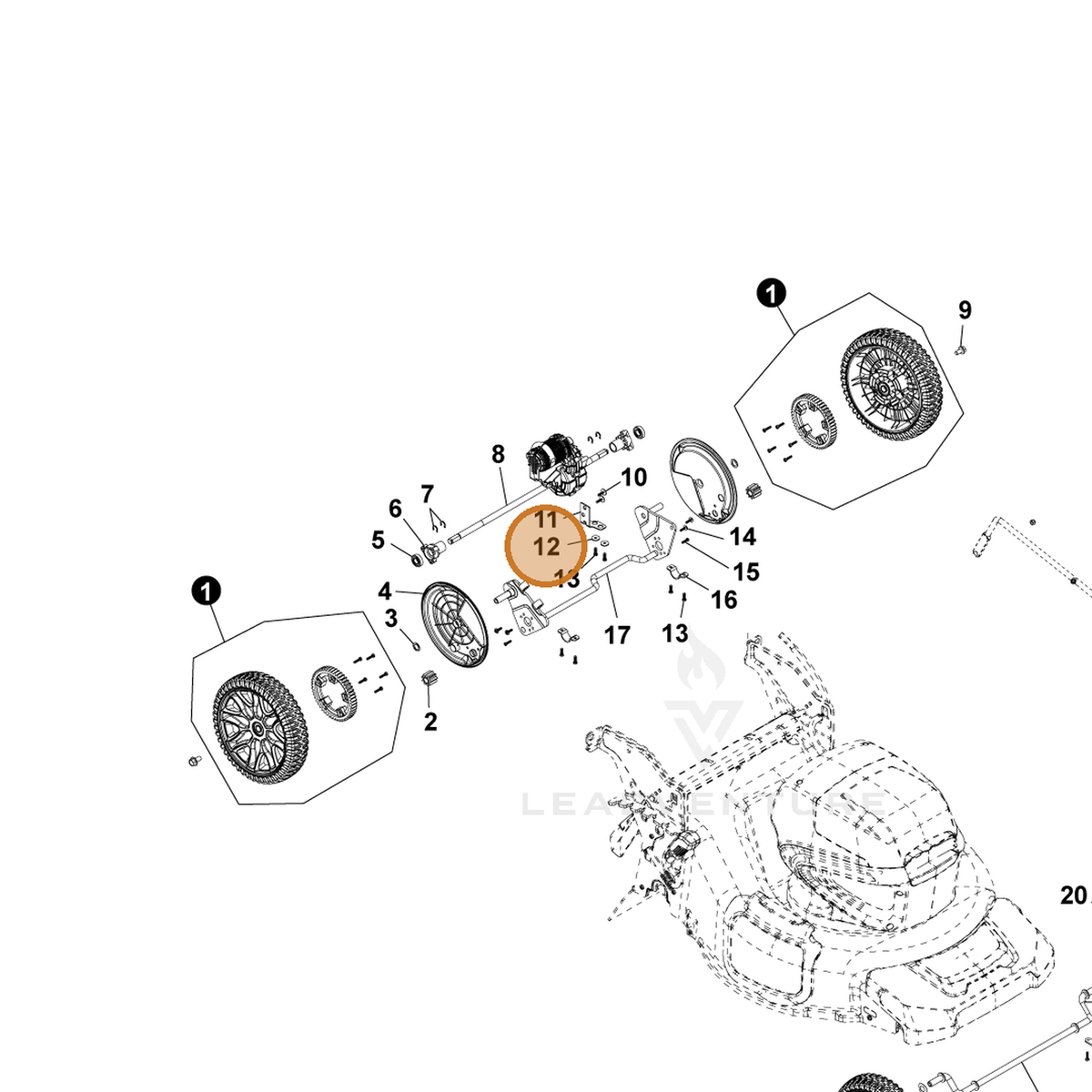 ECHO part YH451000530 — IPL diagram snippet (6x zoom, amber highlight)