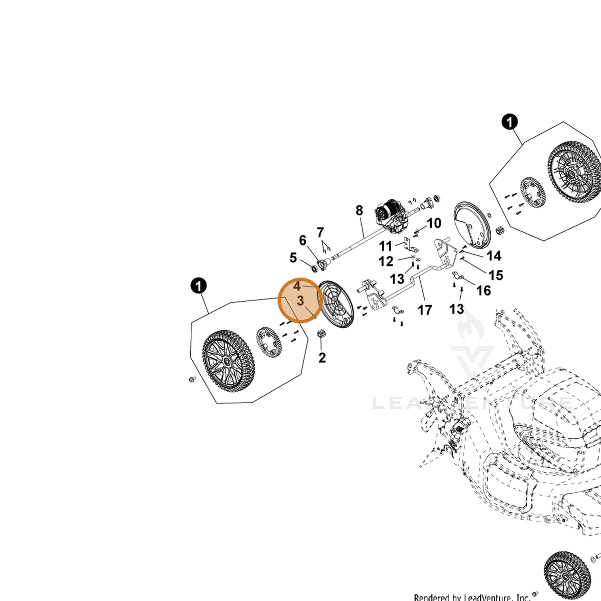 ECHO part YH451000540 — IPL diagram snippet (6x zoom, amber highlight)