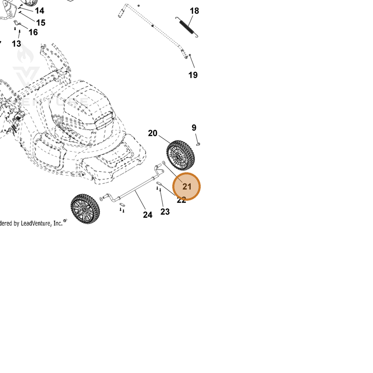 ECHO part YH451000550 — IPL diagram snippet (6x zoom, amber highlight)