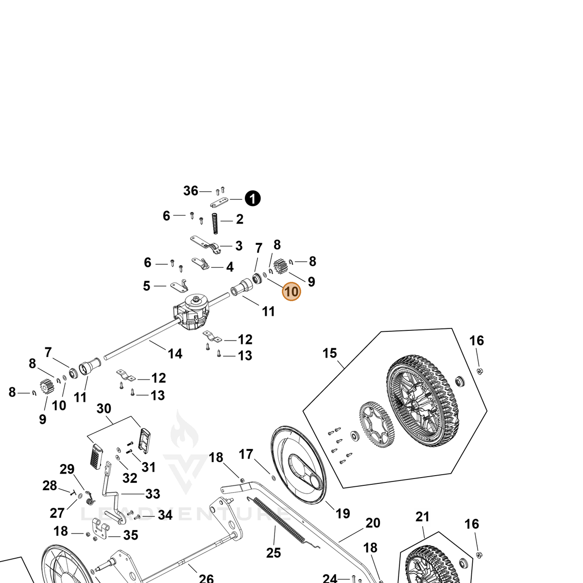 Echo part YH451000610 — IPL diagram snippet (6x zoom, amber highlight)