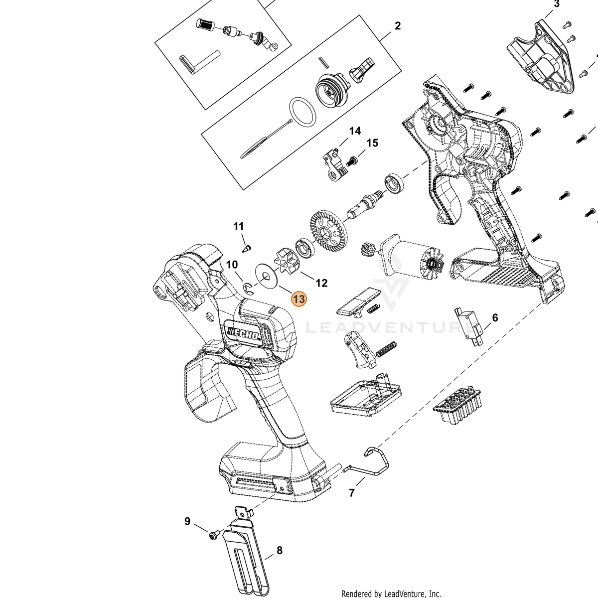 Echo part YH451000660 — IPL diagram snippet (6x zoom, amber highlight)