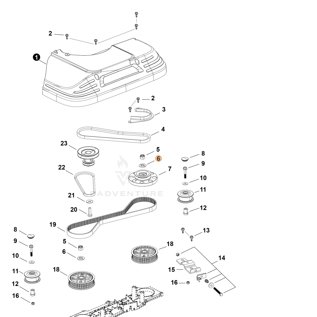 Echo part YH451000720 — IPL diagram snippet (6x zoom, amber highlight)