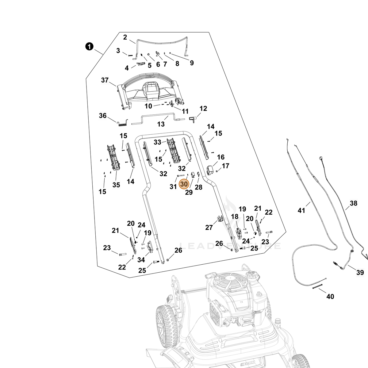 Echo part YH451000740 — IPL diagram snippet (6x zoom, amber highlight)