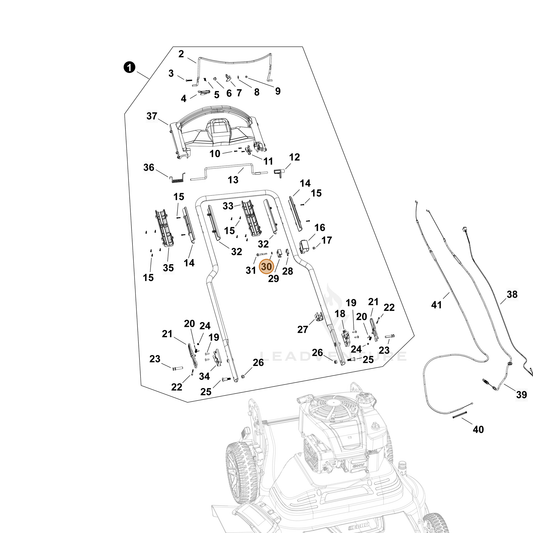 Echo part YH451000740 — IPL diagram snippet (6x zoom, amber highlight)