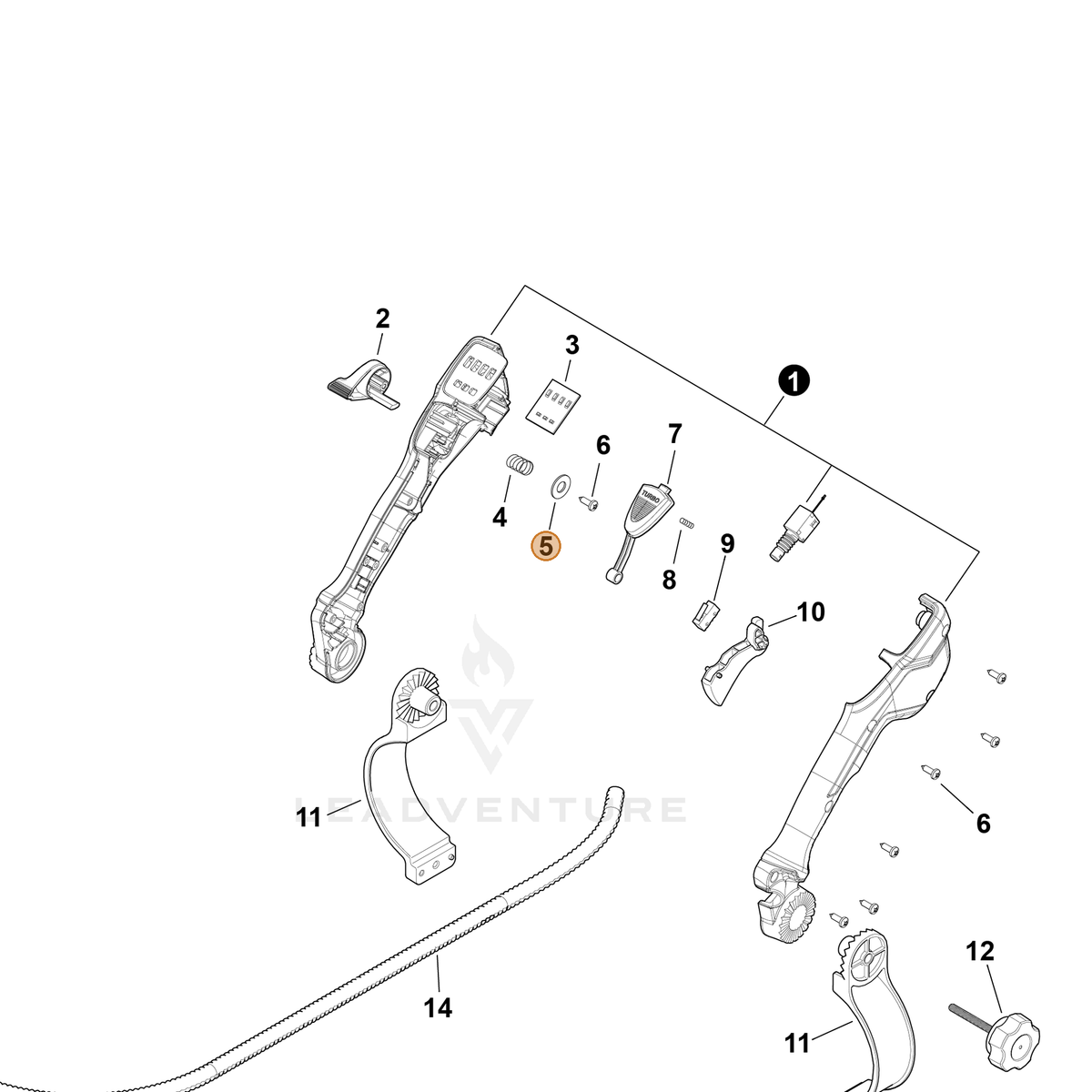 Echo part YH451000760 — IPL diagram snippet (6x zoom, amber highlight)