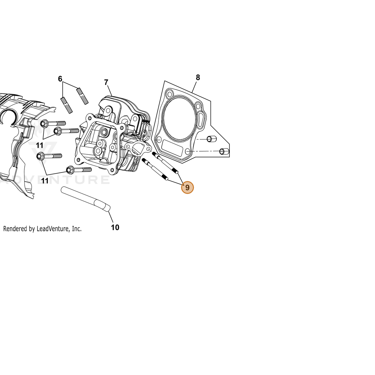 ECHO part YH452000080 — IPL diagram snippet (6x zoom, amber highlight)