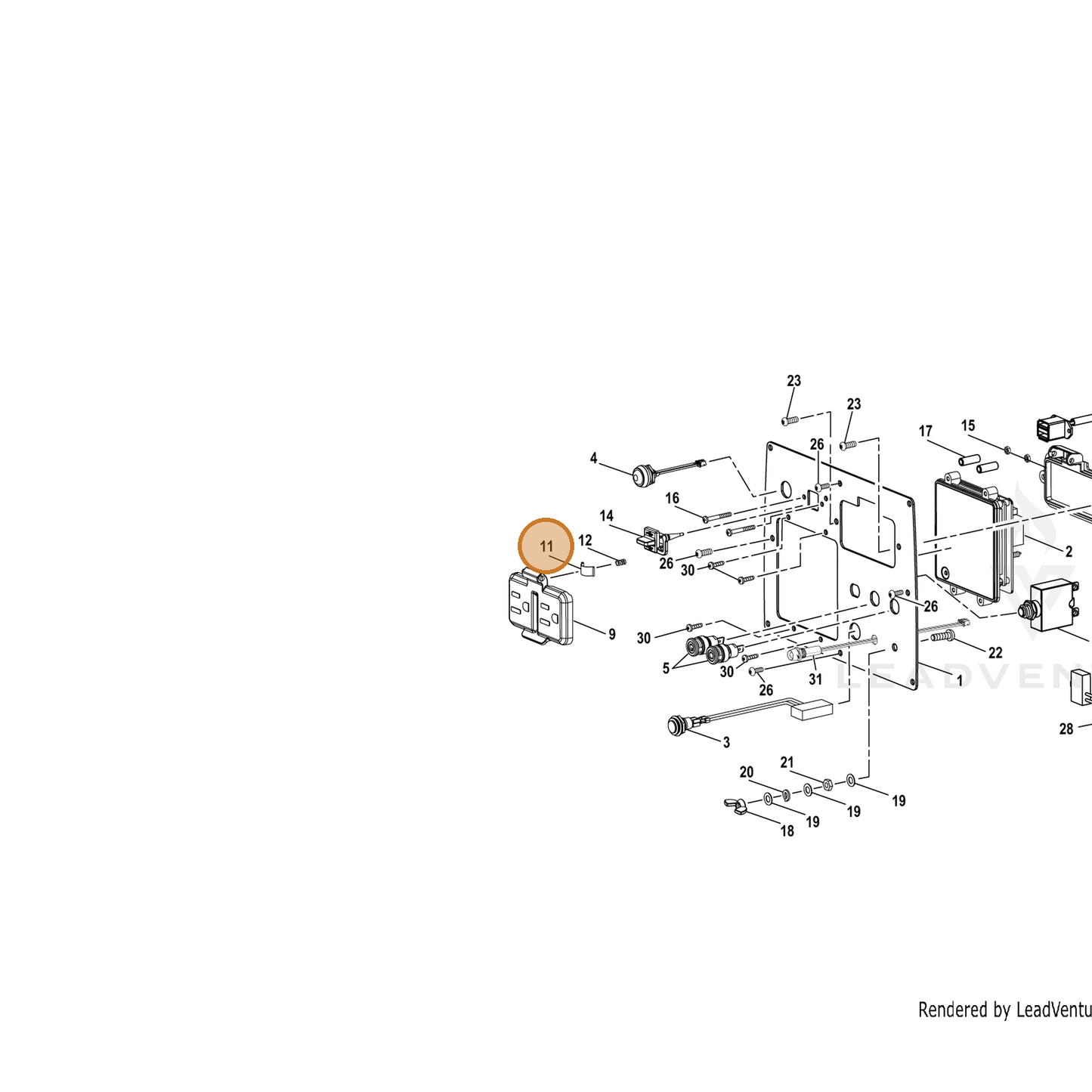 ECHO part YH452000120 — IPL diagram snippet (6x zoom, amber highlight)
