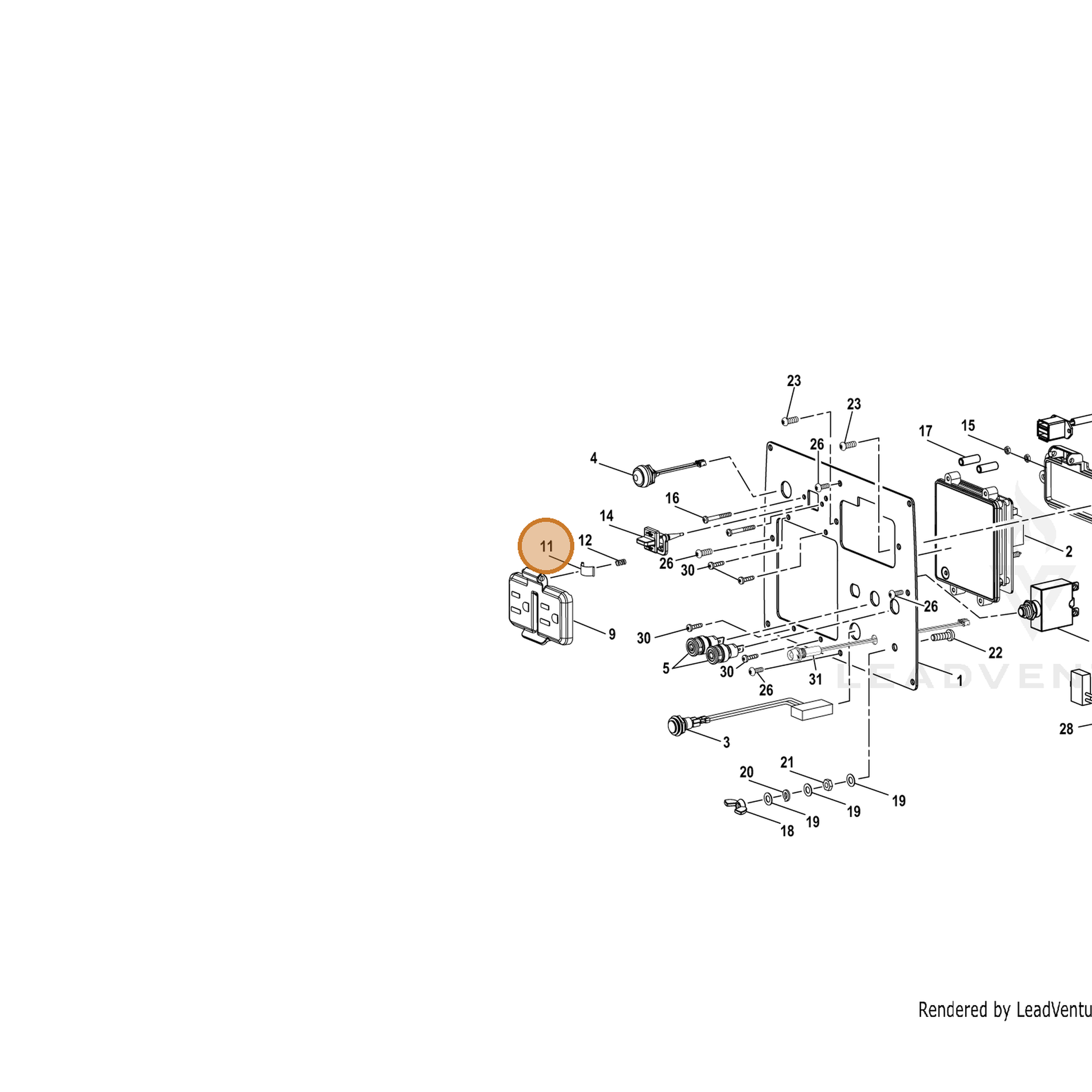 ECHO part YH452000120 — IPL diagram snippet (6x zoom, amber highlight)