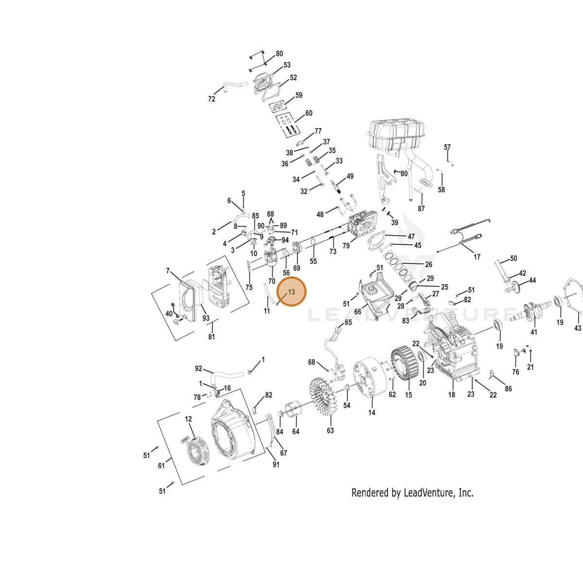 ECHO part YH452000150 — IPL diagram snippet (6x zoom, amber highlight)