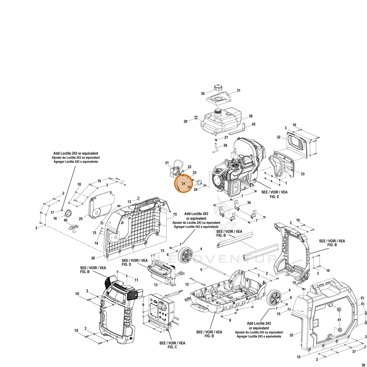 ECHO part YH452000160 — IPL diagram snippet (6x zoom, amber highlight)