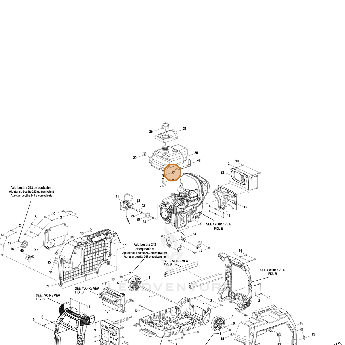 ECHO part YH452000170 — IPL diagram snippet (6x zoom, amber highlight)