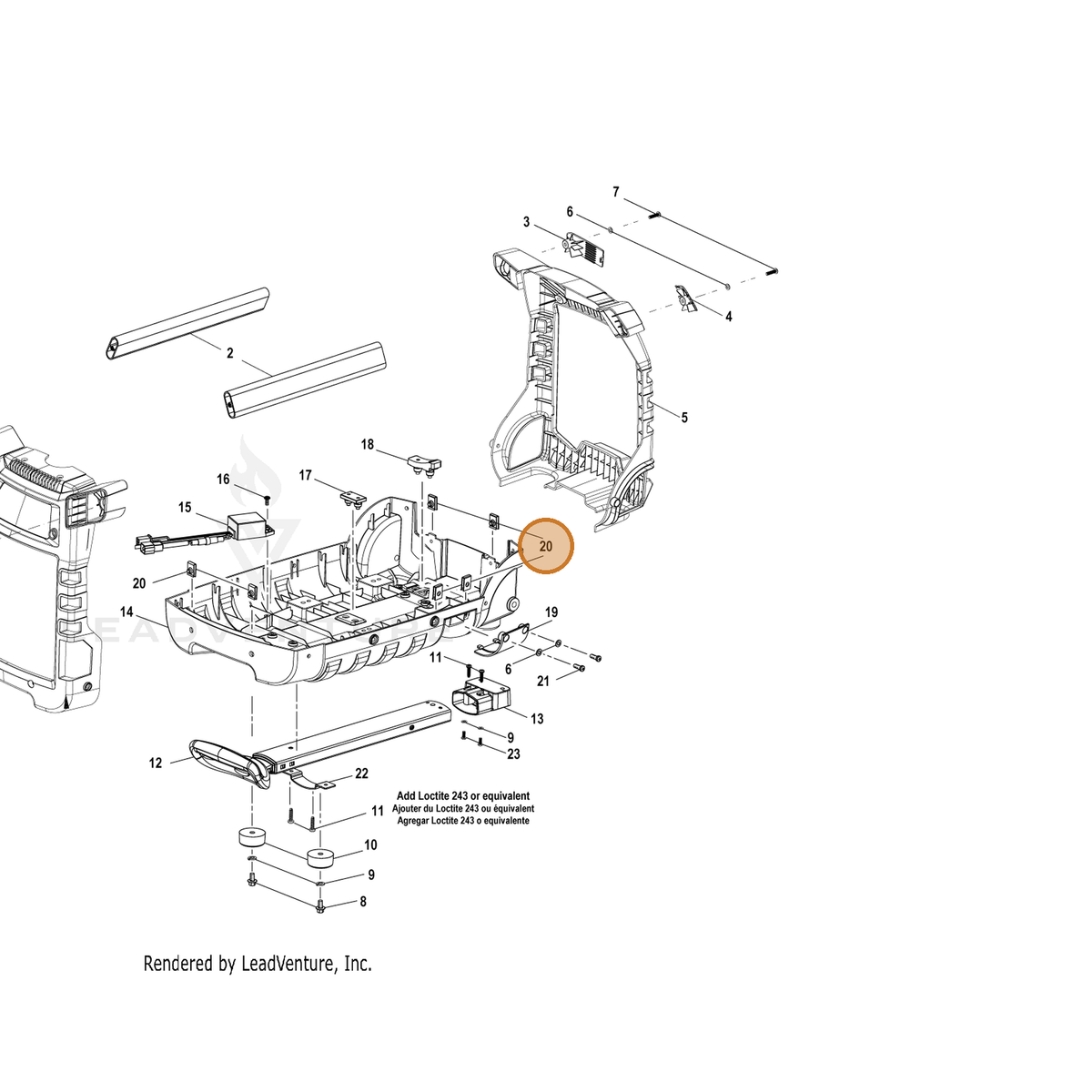 ECHO part YH452000180 — IPL diagram snippet (6x zoom, amber highlight)
