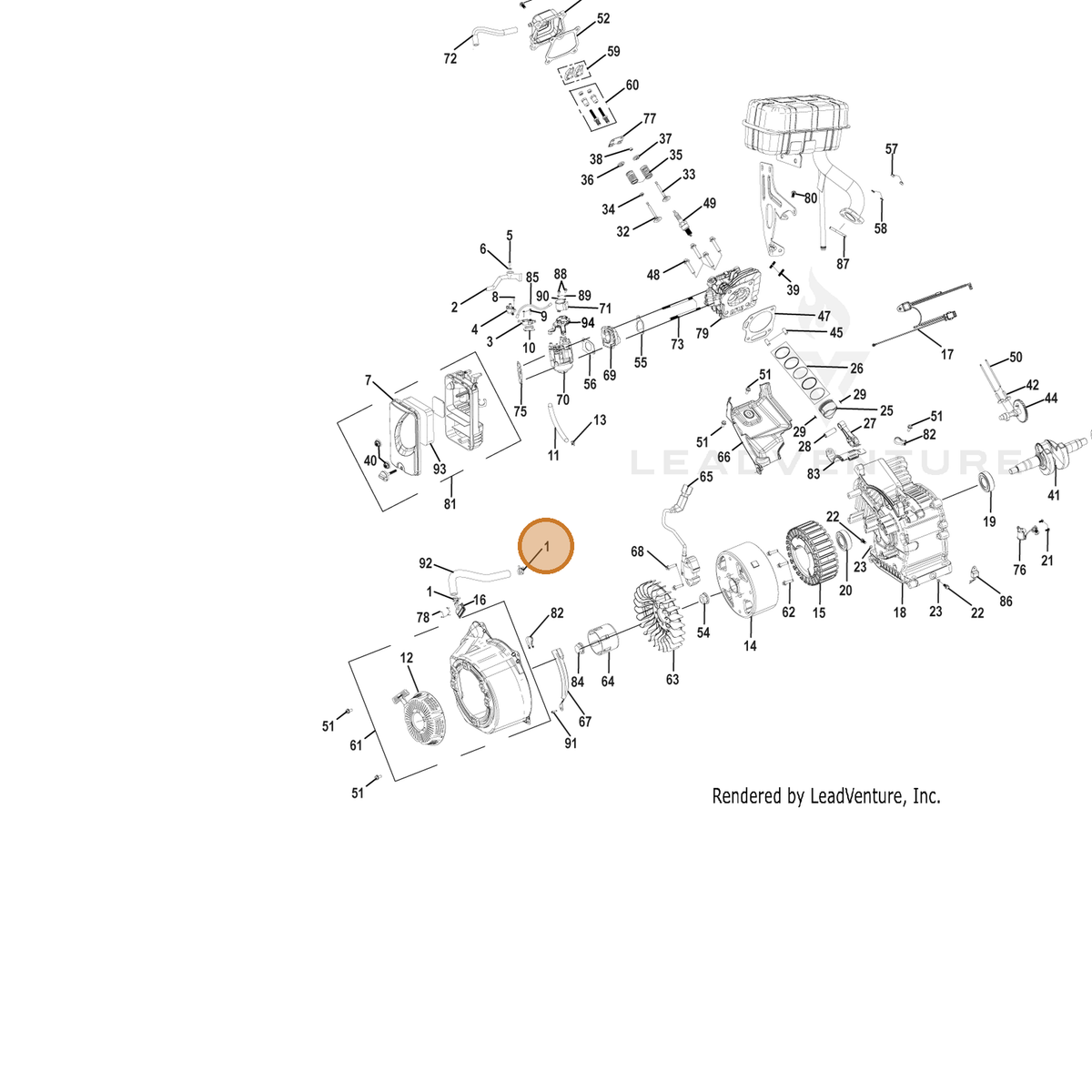 ECHO part YH452000200 — IPL diagram snippet (6x zoom, amber highlight)