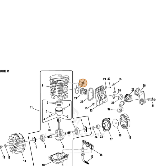Echo part YH452000340 — IPL diagram snippet (6x zoom, amber highlight)