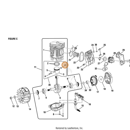 Echo part YH452000350 — IPL diagram snippet (6x zoom, amber highlight)