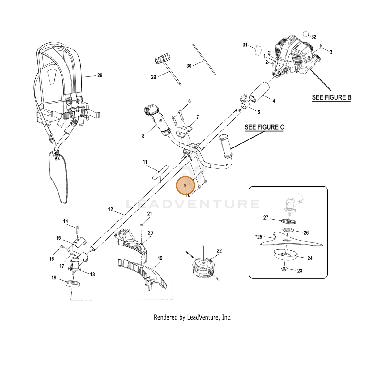 Echo part YH452000370 — IPL diagram snippet (6x zoom, amber highlight)