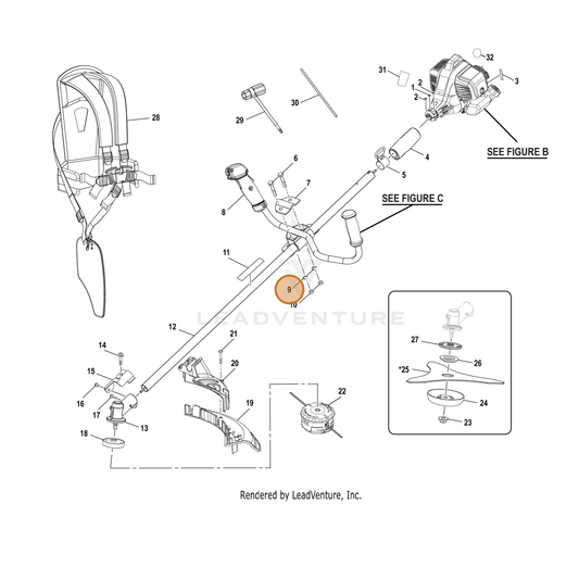 Echo part YH452000370 — IPL diagram snippet (6x zoom, amber highlight)