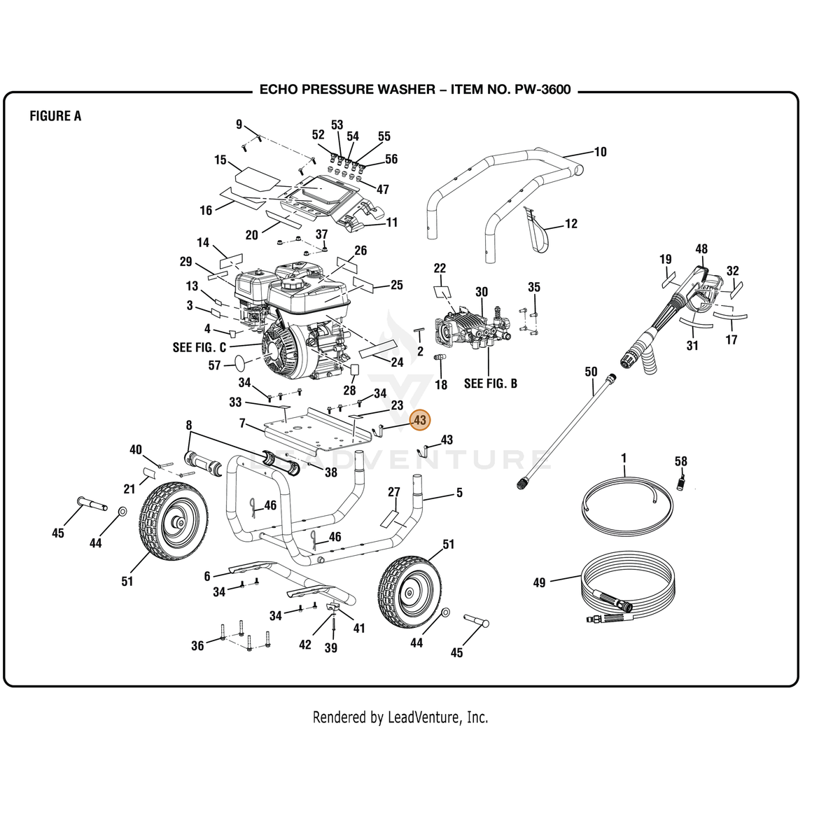 ECHO part YH452000400 — IPL diagram snippet (6x zoom, amber highlight)