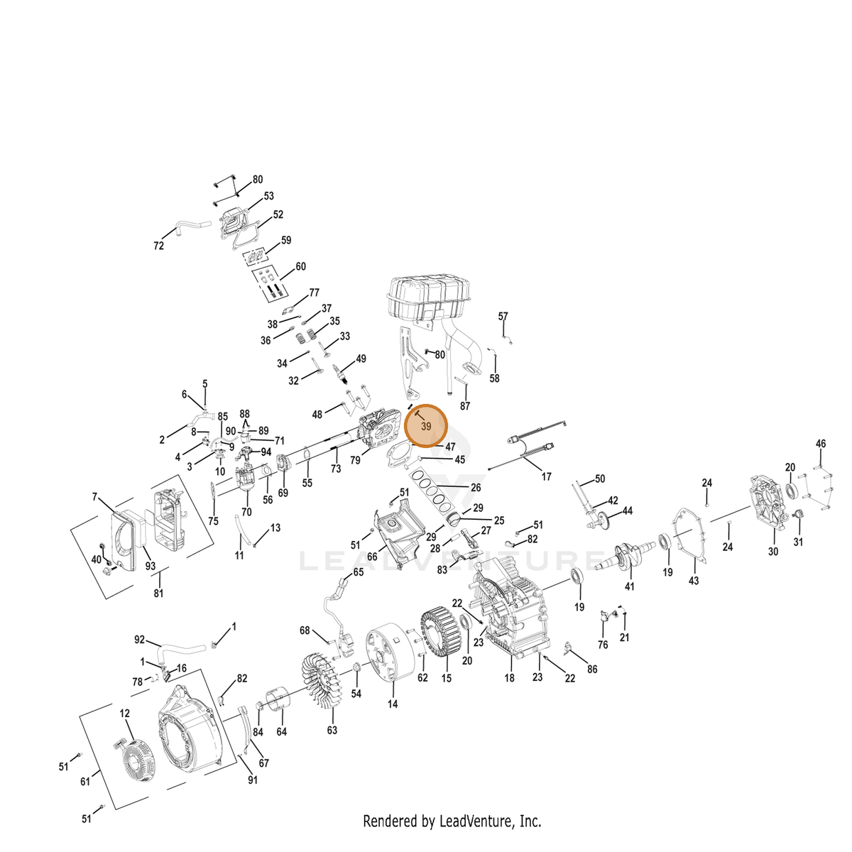 ECHO part YH452000530 — IPL diagram snippet (6x zoom, amber highlight)