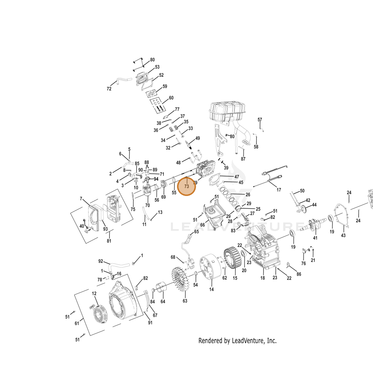 ECHO part YH452000550 — IPL diagram snippet (6x zoom, amber highlight)