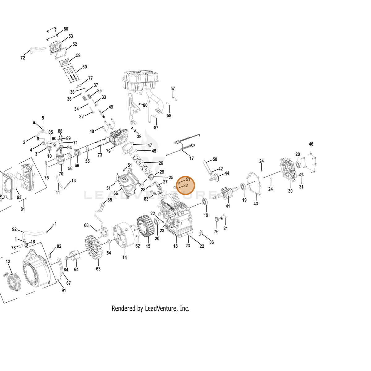 ECHO part YH452000570 — IPL diagram snippet (6x zoom, amber highlight)