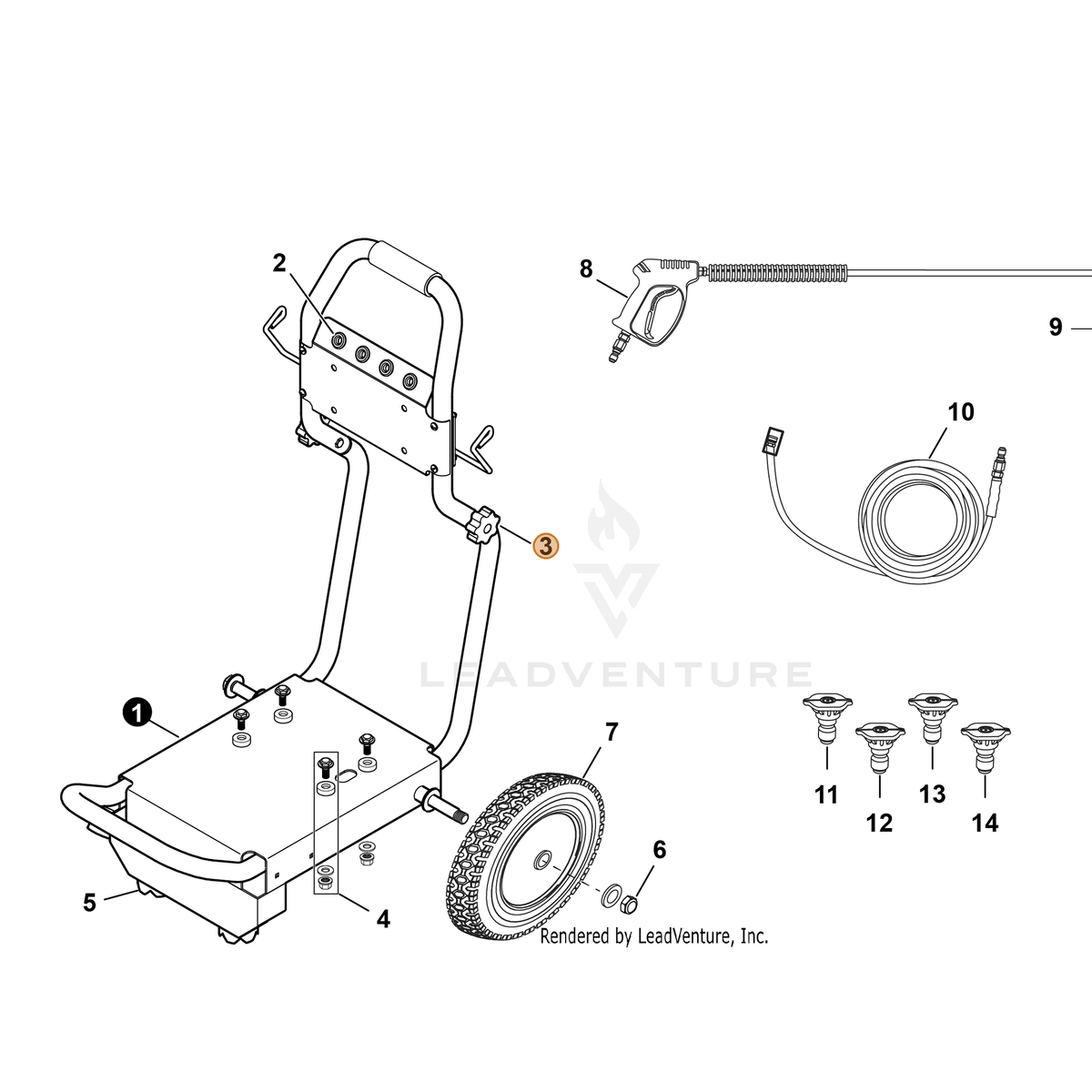 ECHO part YH452000600 — IPL diagram snippet (6x zoom, amber highlight)