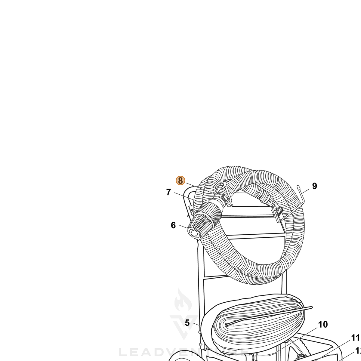 ECHO part YH452000630 — IPL diagram snippet (6x zoom, amber highlight)