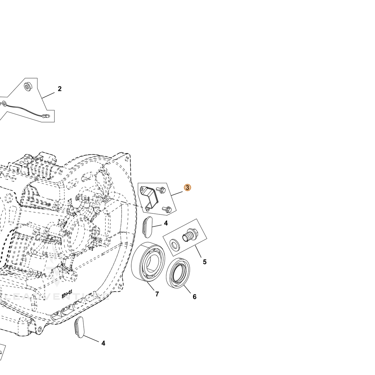 ECHO part YH452000700 — IPL diagram snippet (6x zoom, amber highlight)