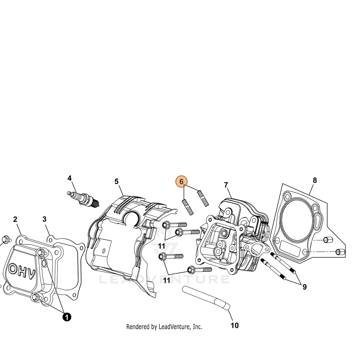 ECHO part YH452000710 — IPL diagram snippet (6x zoom, amber highlight)