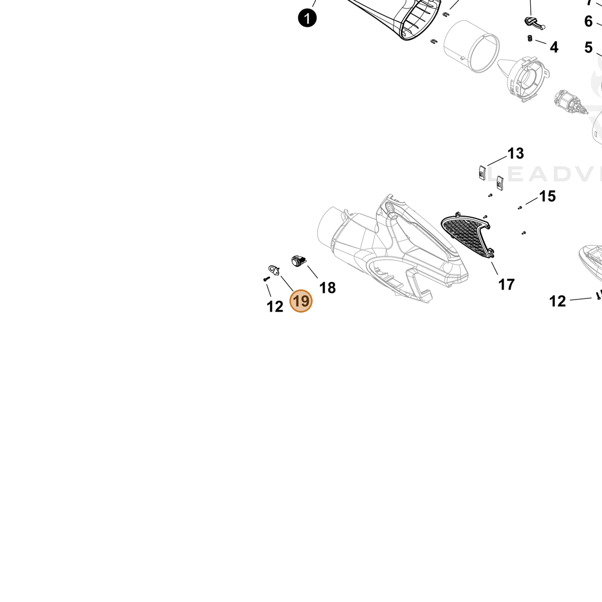 ECHO part YH452000780 — IPL diagram snippet (6x zoom, amber highlight)