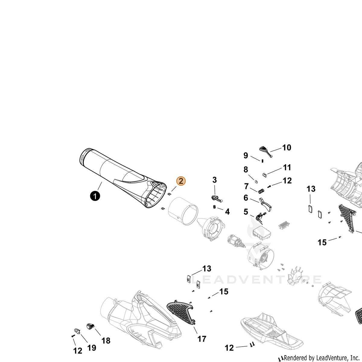 ECHO part YH452000790 — IPL diagram snippet (6x zoom, amber highlight)
