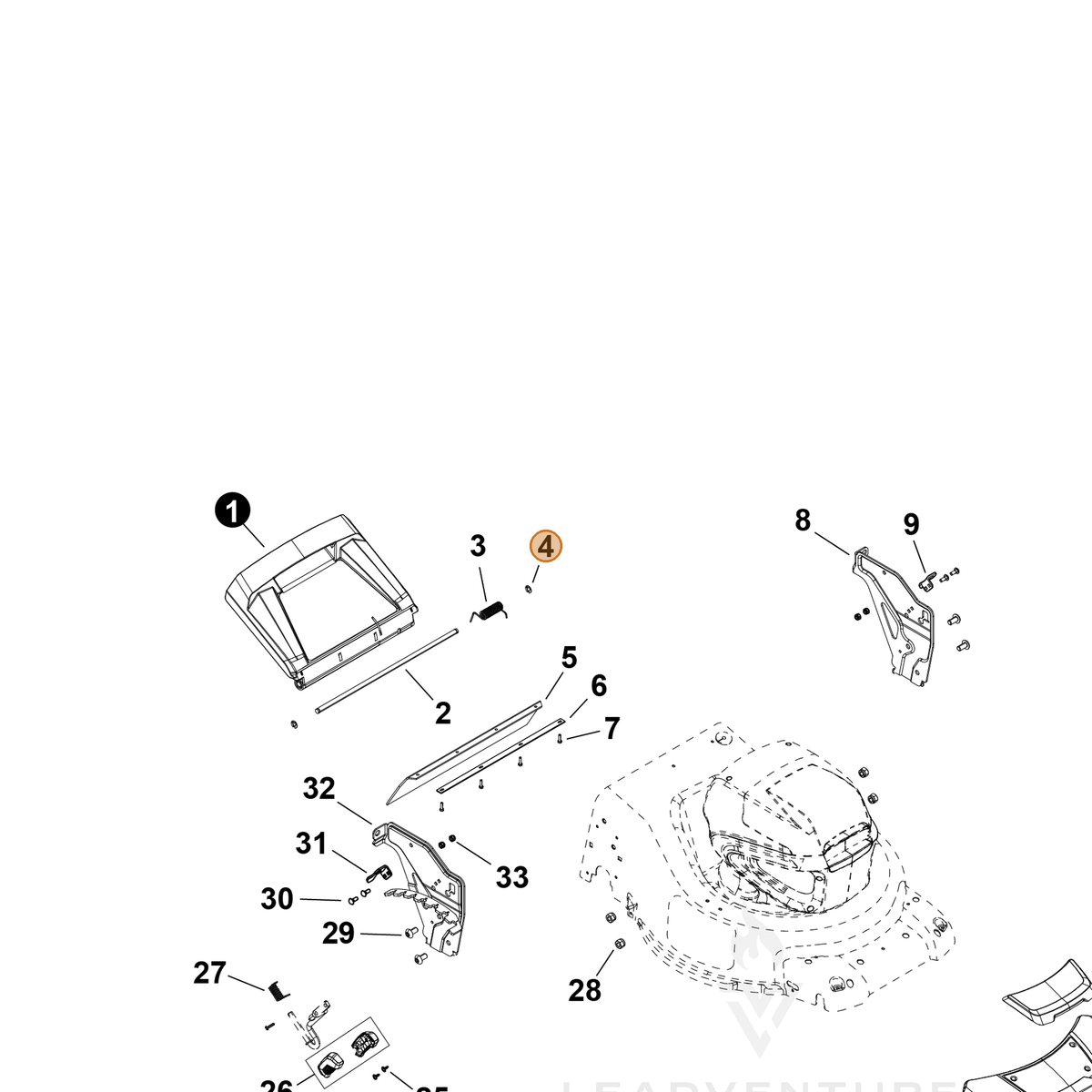 ECHO part YH452000820 — IPL diagram snippet (6x zoom, amber highlight)