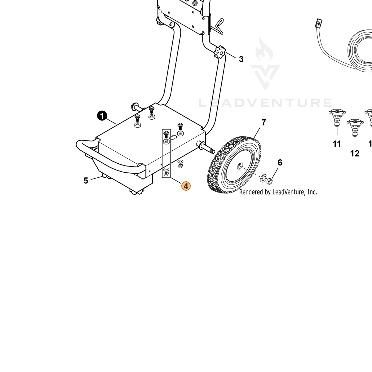 ECHO part YH452000910 — IPL diagram snippet (6x zoom, amber highlight)