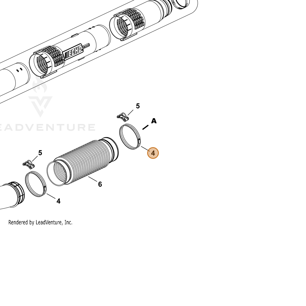ECHO part YH452000920 — IPL diagram snippet (6x zoom, amber highlight)