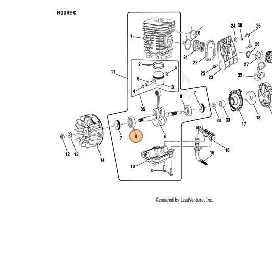 Echo part YH453000050 — IPL diagram snippet (6x zoom, amber highlight)