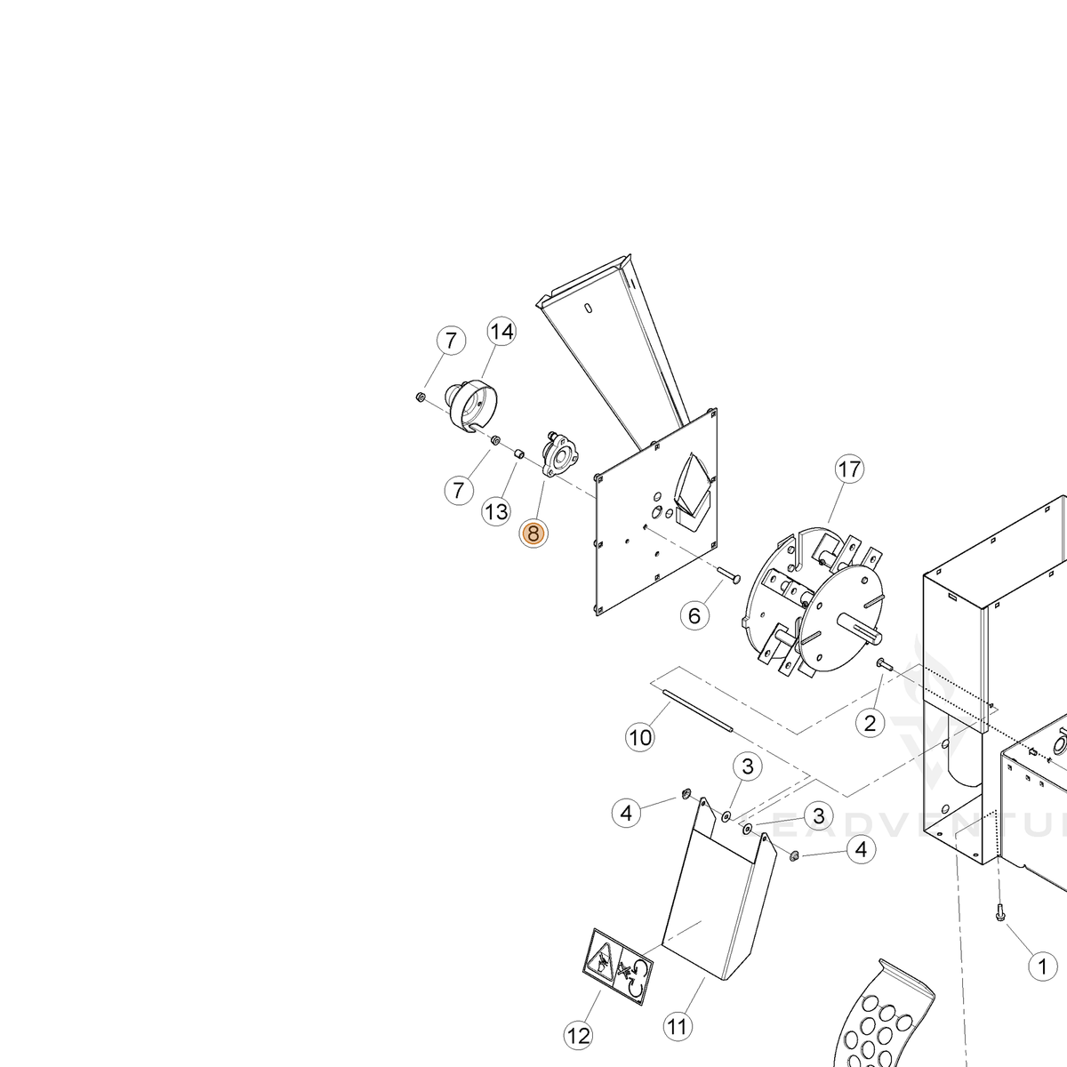 ECHO part YH453000120 — IPL diagram snippet (6x zoom, amber highlight)