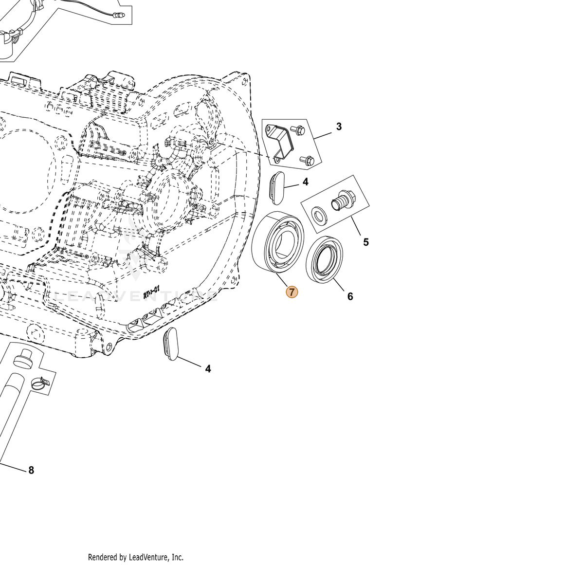 ECHO part YH453000150 — IPL diagram snippet (6x zoom, amber highlight)