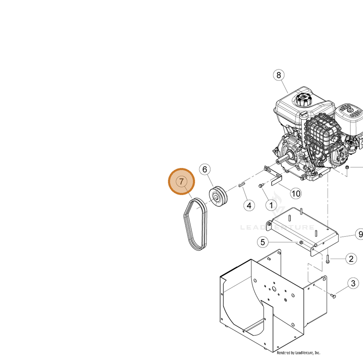 ECHO part YH454000010 — IPL diagram snippet (6x zoom, amber highlight)