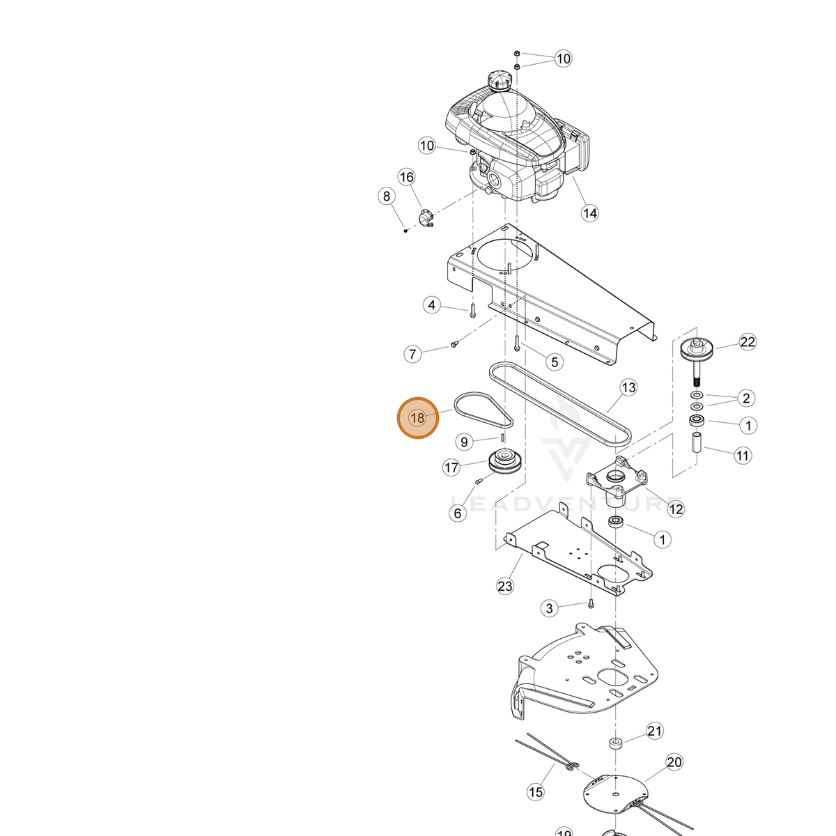 ECHO part YH454000040 — IPL diagram snippet (6x zoom, amber highlight)