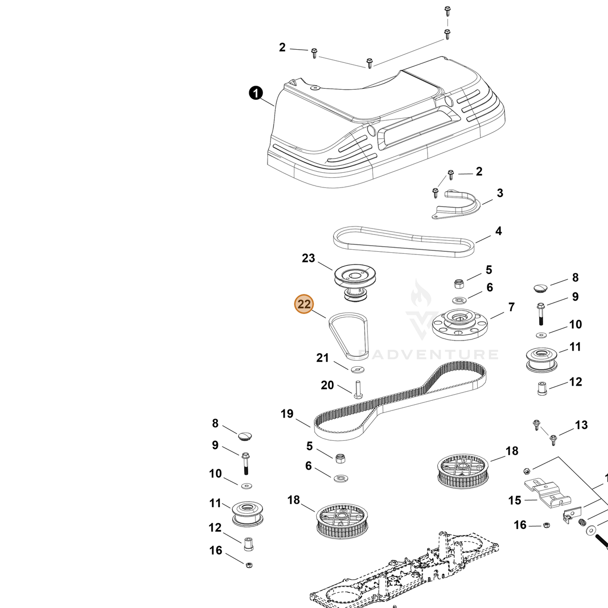 Echo part YH454000070 — IPL diagram snippet (6x zoom, amber highlight)