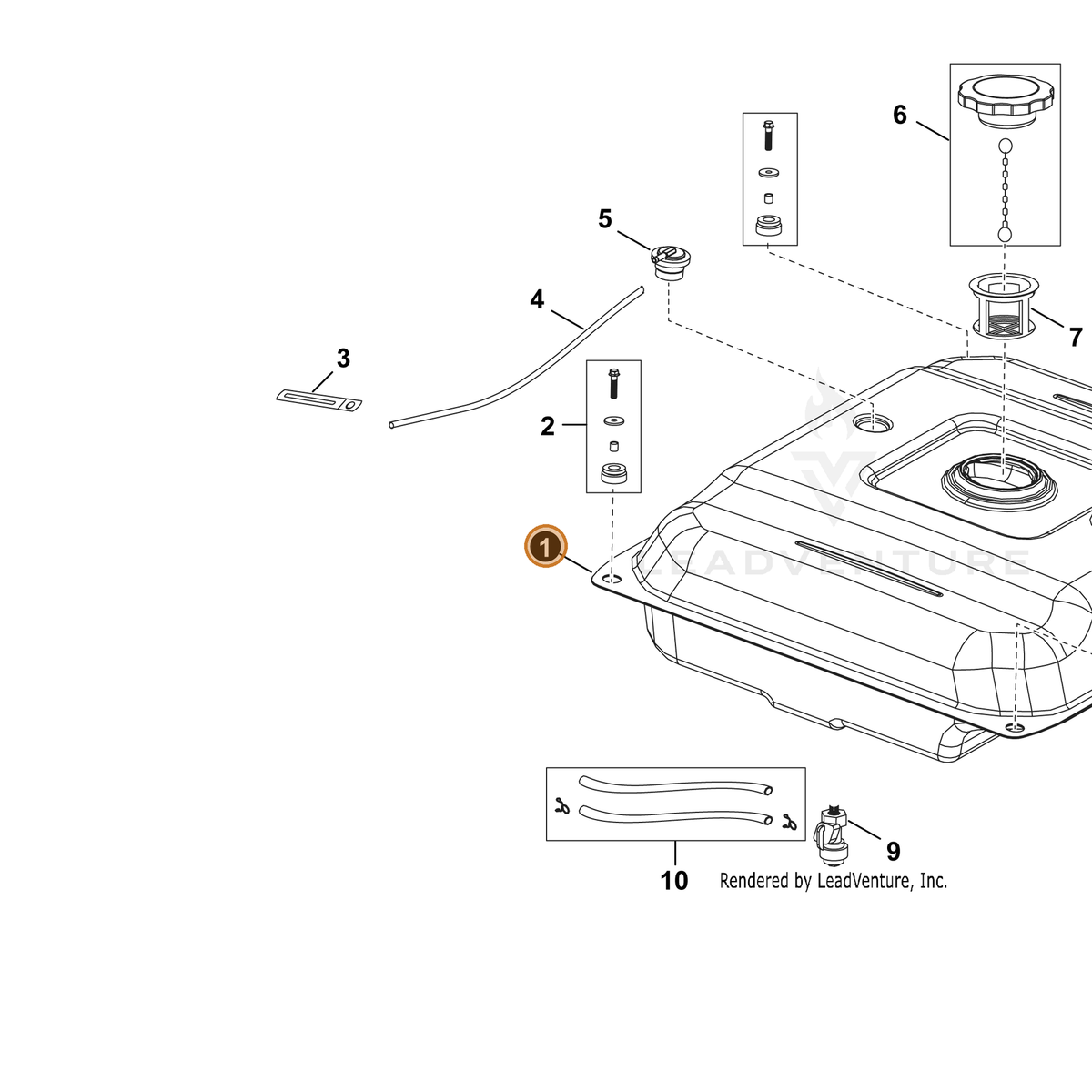 ECHO part YH455000020 — IPL diagram snippet (6x zoom, amber highlight)